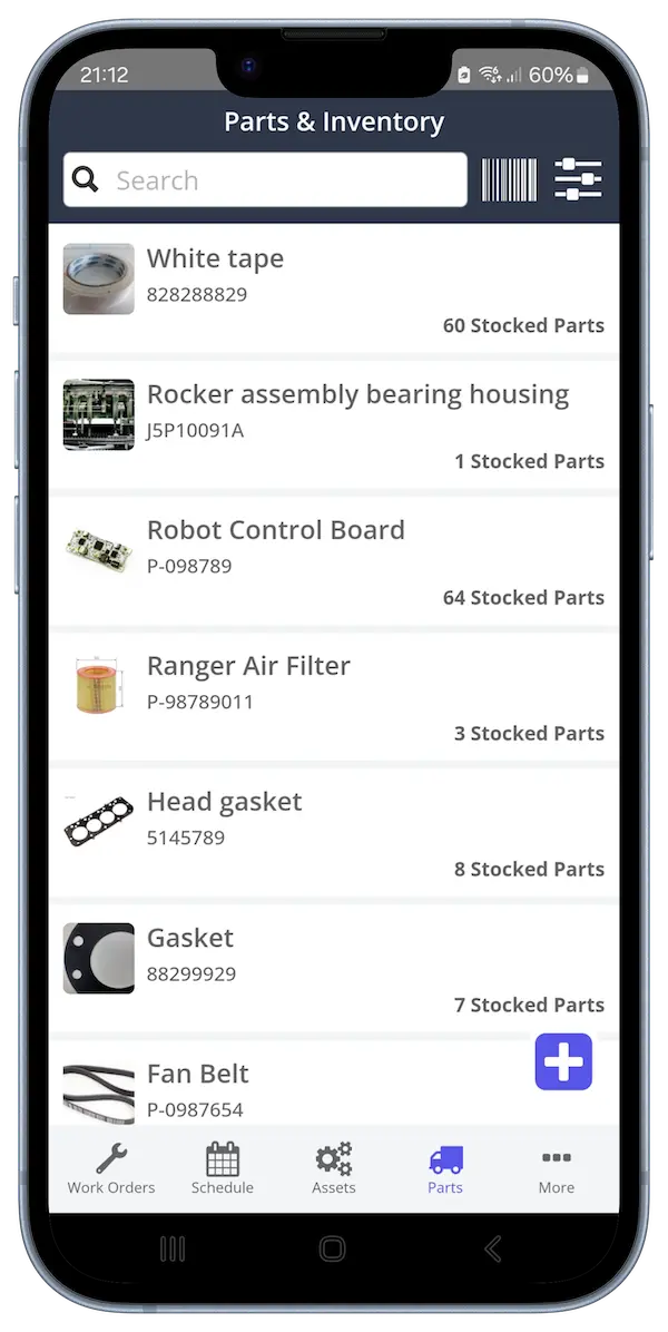 Zoidii Mobile App Parts List