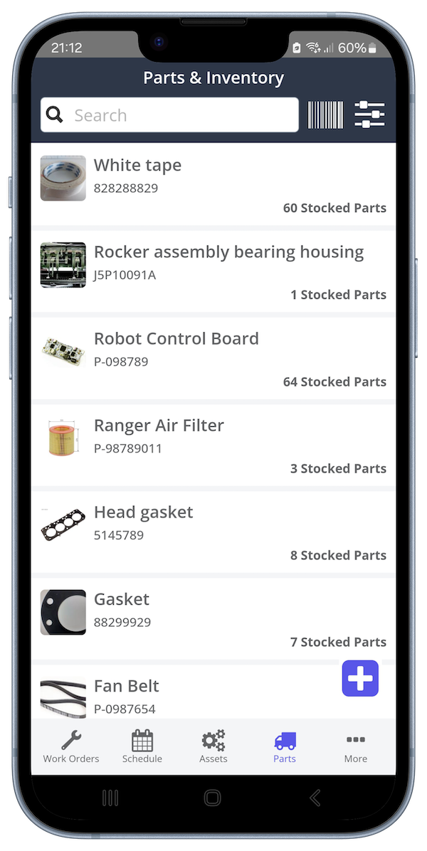 Zoidii Mobile App Parts List