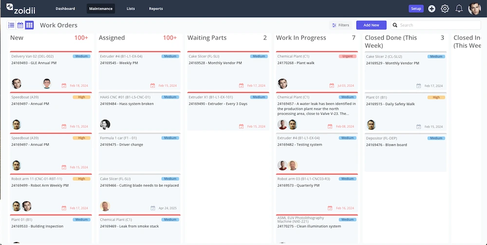 Zoidii Work Order Project View
