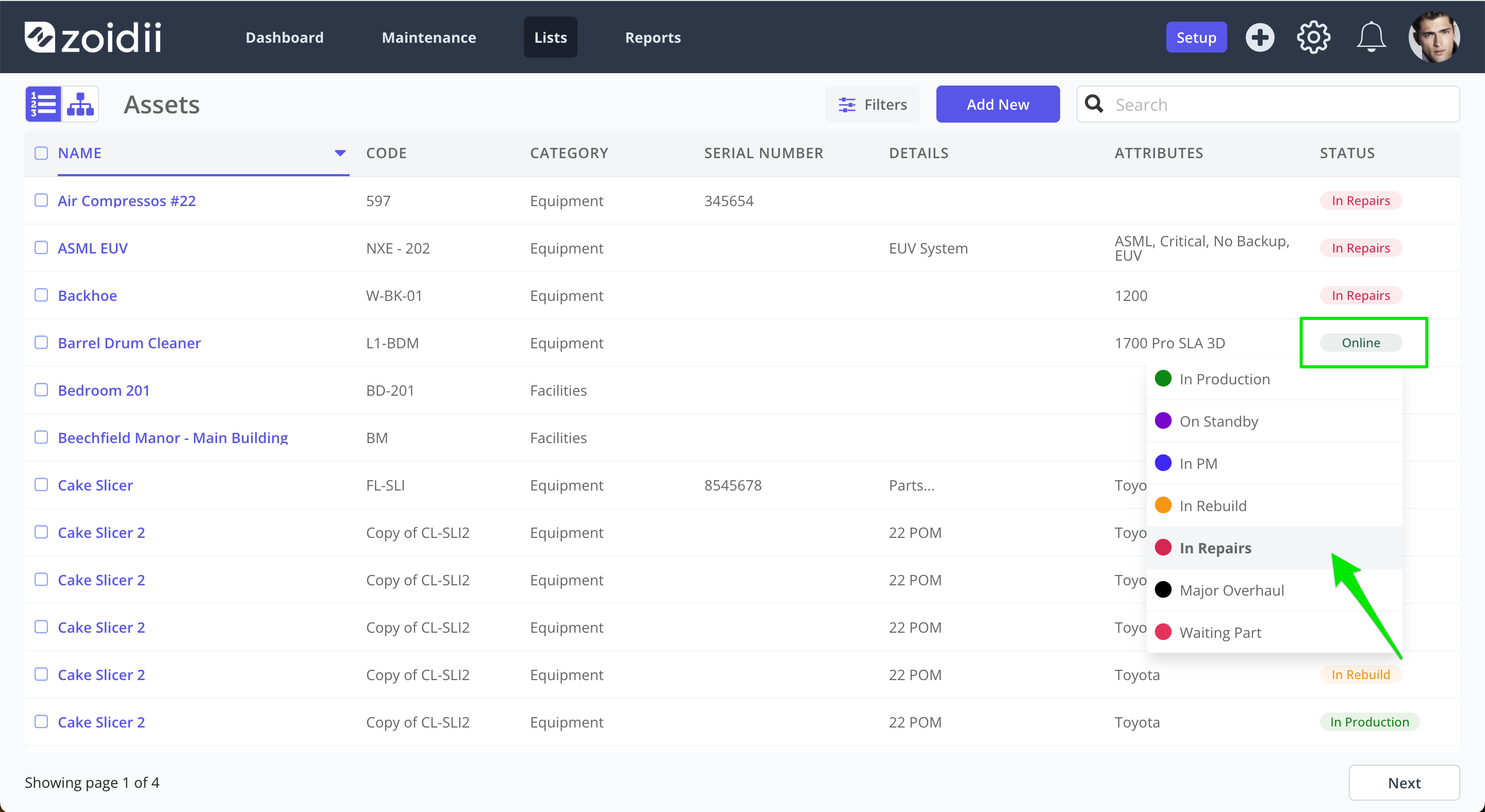 Zoidii CMMS Logging an Asset Downtime