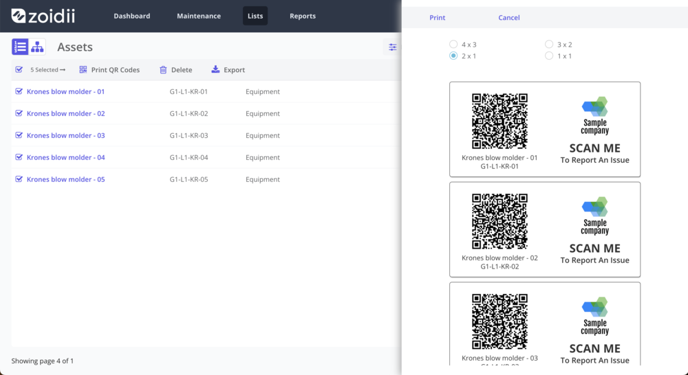 CMMS QR Codes