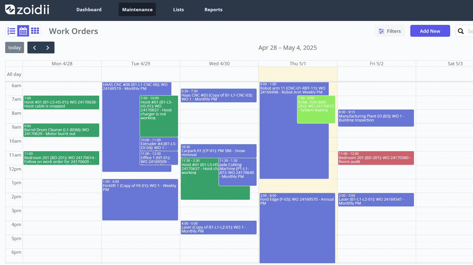 CMMS work order scheduler