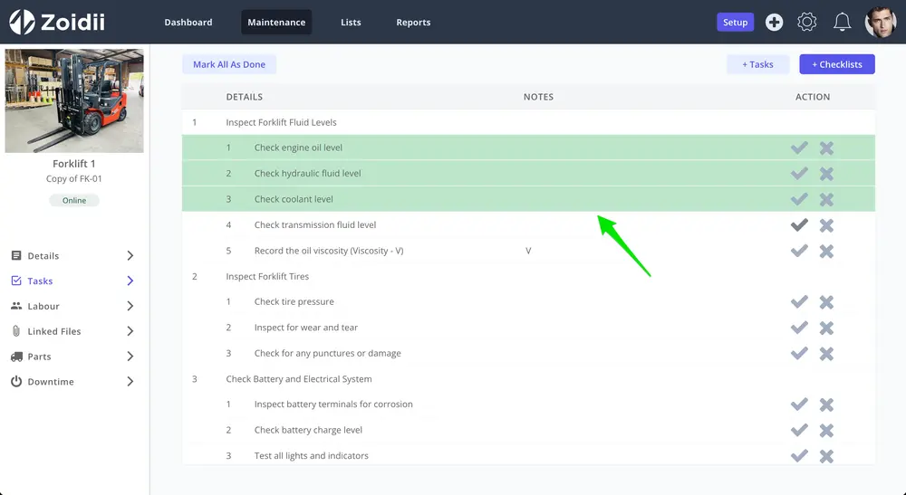 Zoidii CMMS Checklist