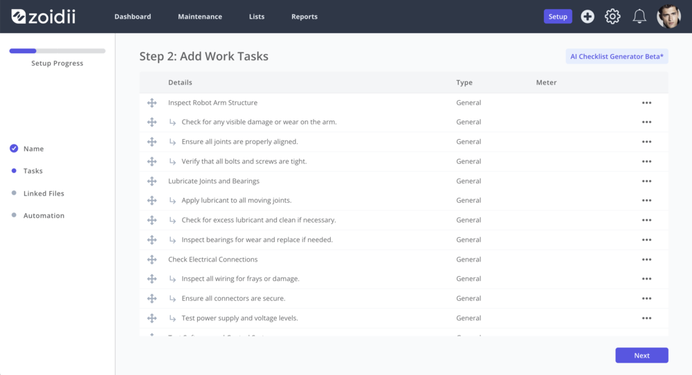 Zoidii Checklists Add Tasks