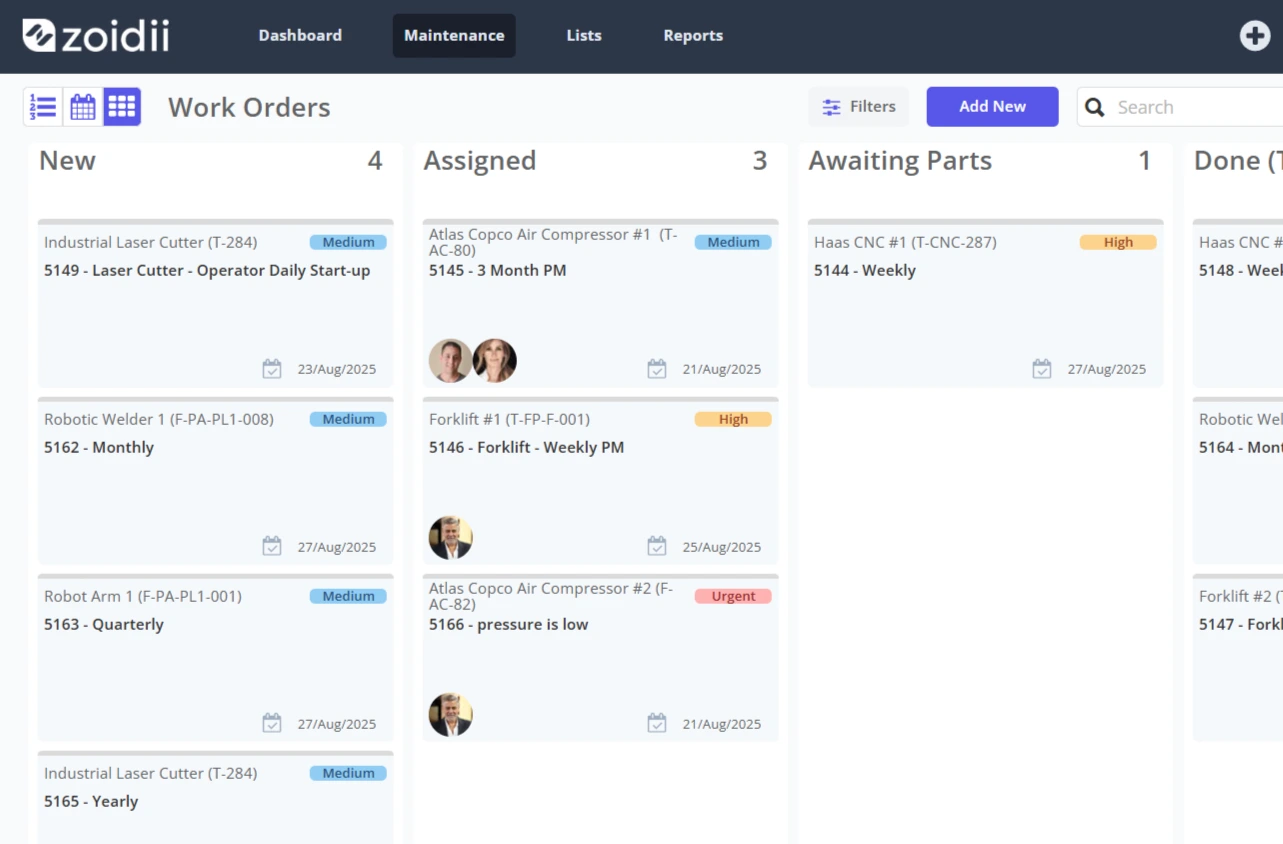 Zoidii Kanban CMMS