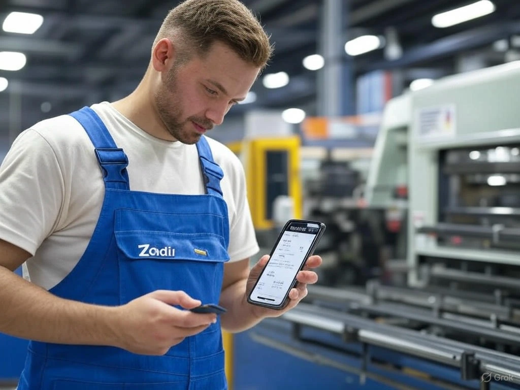 Technician using CMMS