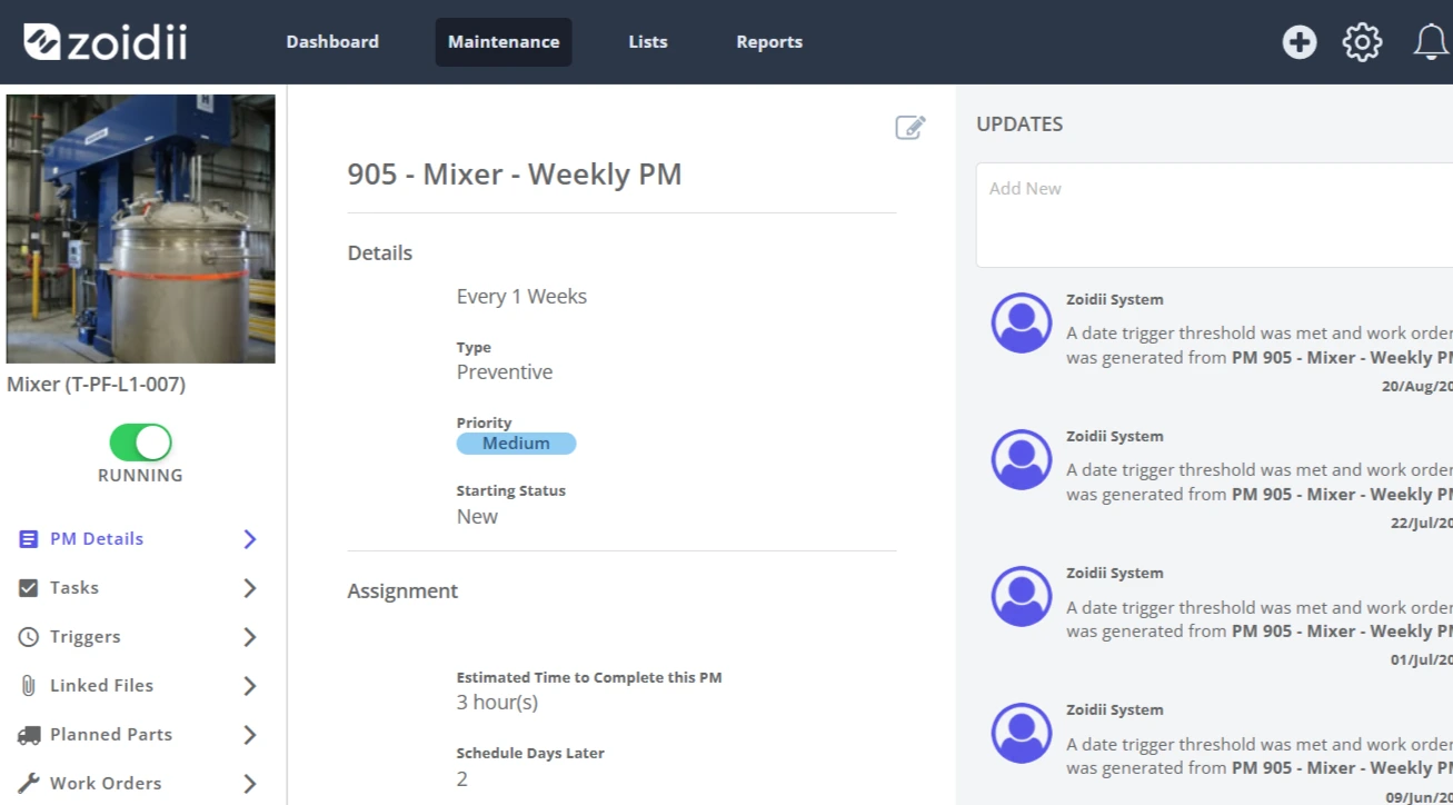 New Work Order Input Screen